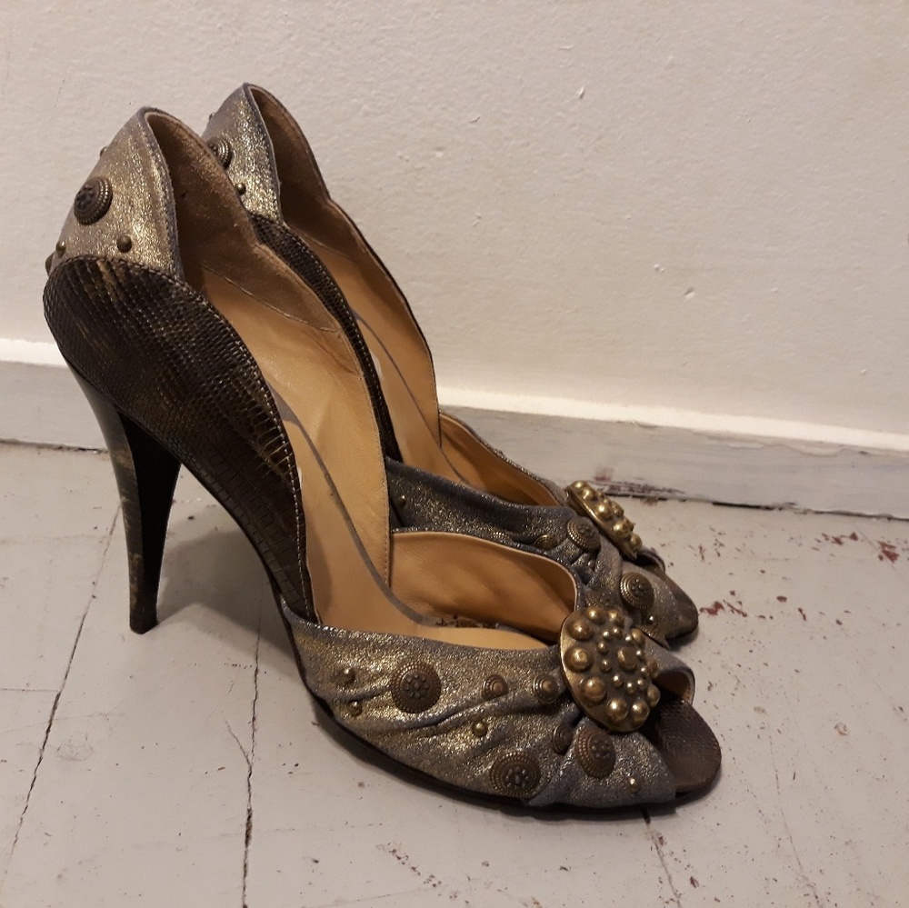 Guillaume Hinfray Gold Heels 40 9.5